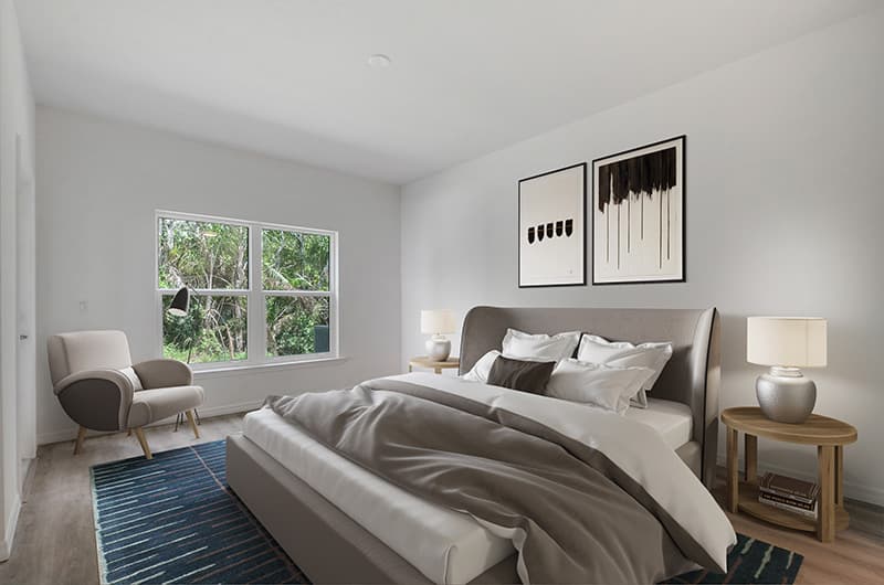 virtual staging of a bedroom by HD Showings