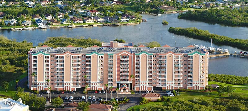 aerial drone photography of a condo complex in Pinellas County