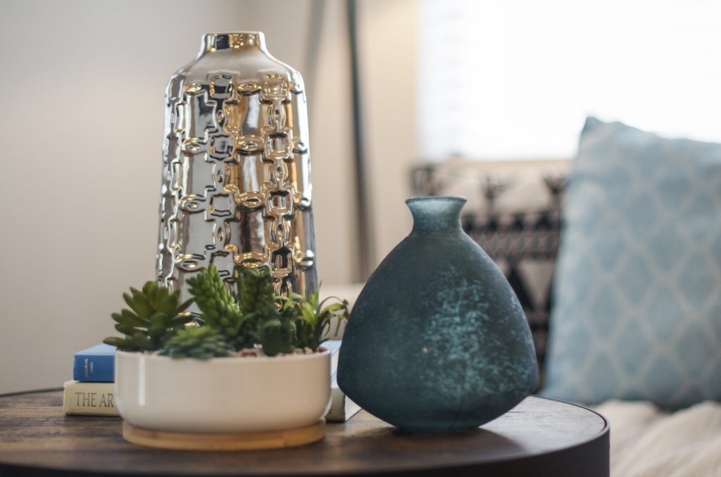 home staging photograph of a plant and vases