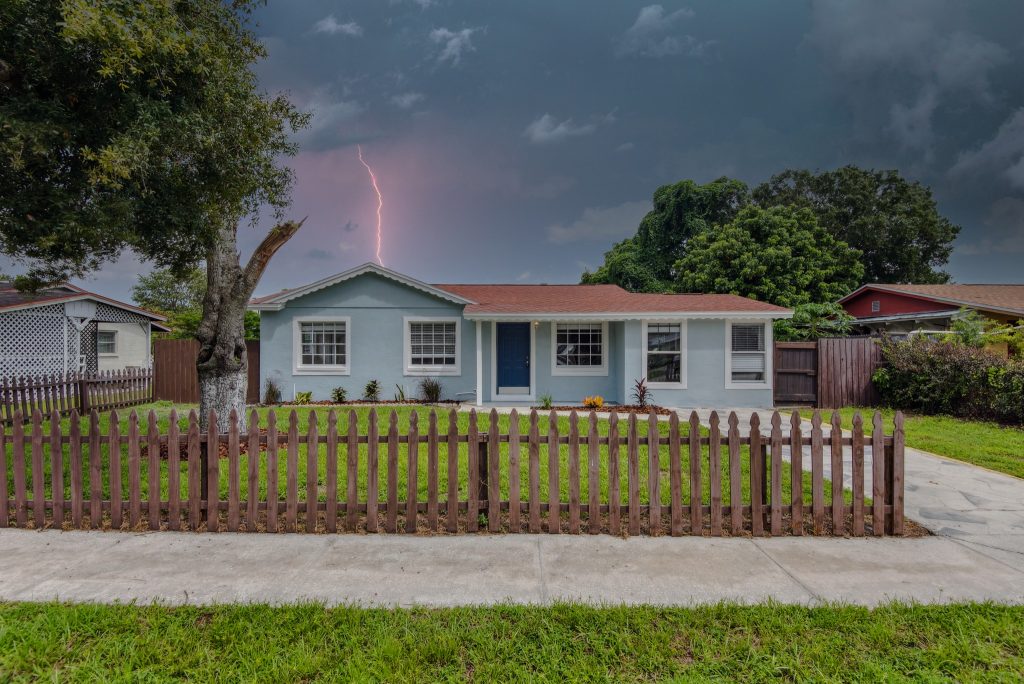 dark and stormy front photo of a home
