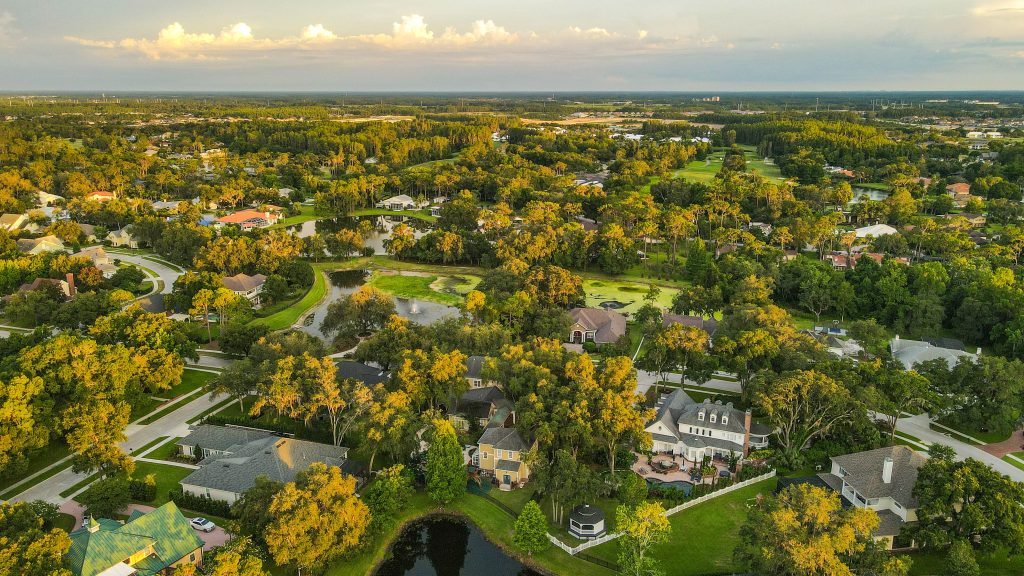 aerial drone listing photo of a luxury Zephyrhills home